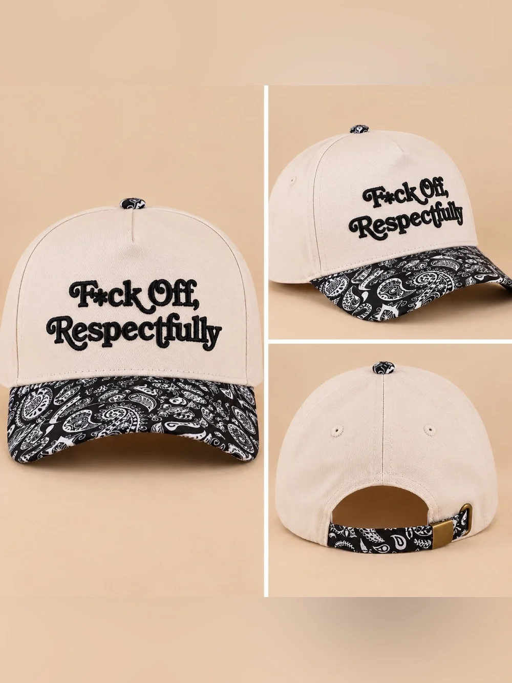ZENANA F*CK OFF RESPECTFULLY HAT PAISLEY Black